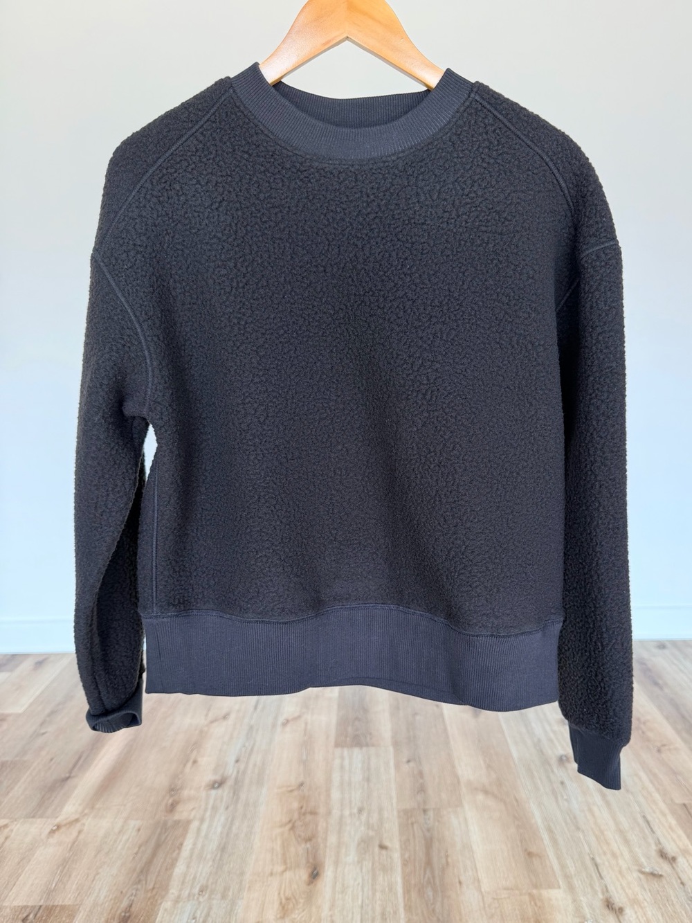 NWT Everlane Black Textured Fleece Crewneck Sweatshirt XS